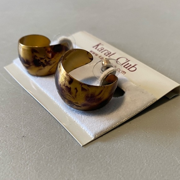 $5 ADD ON NEW Karat Club Metallic Tie Die Thick Hoop Earrings 1” - Picture 4 of 5